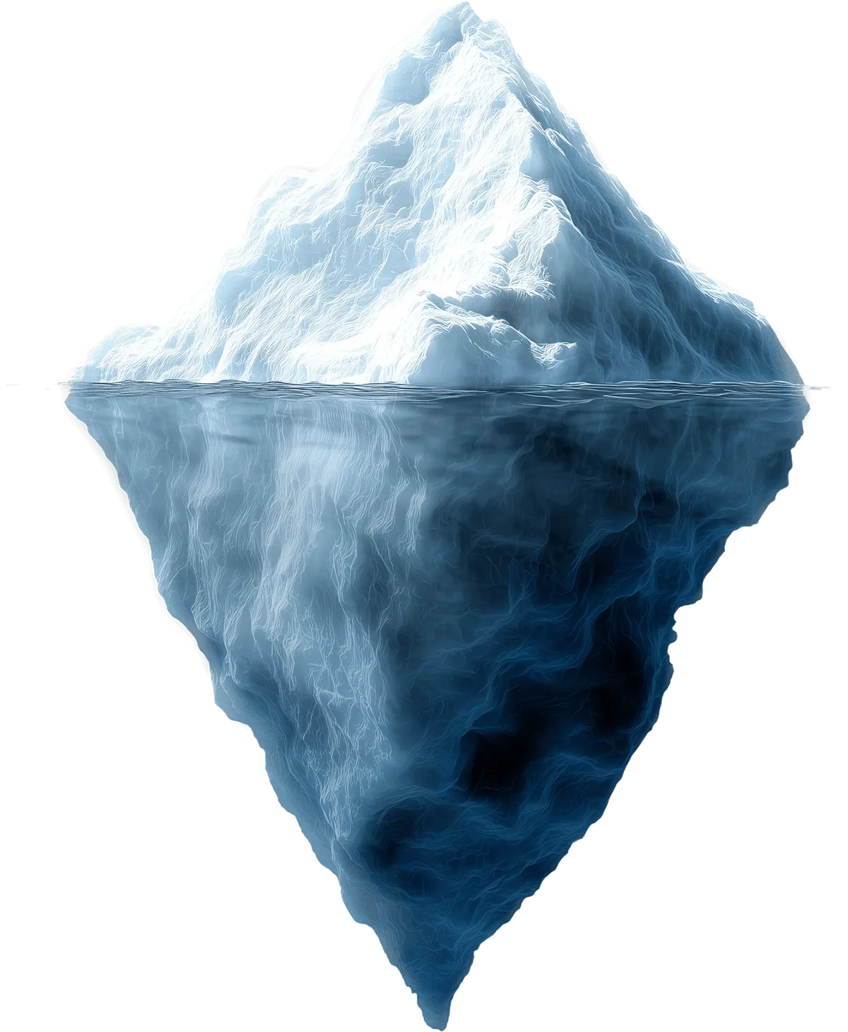 Iceberg illustrating the hidden engineering layers of production AI