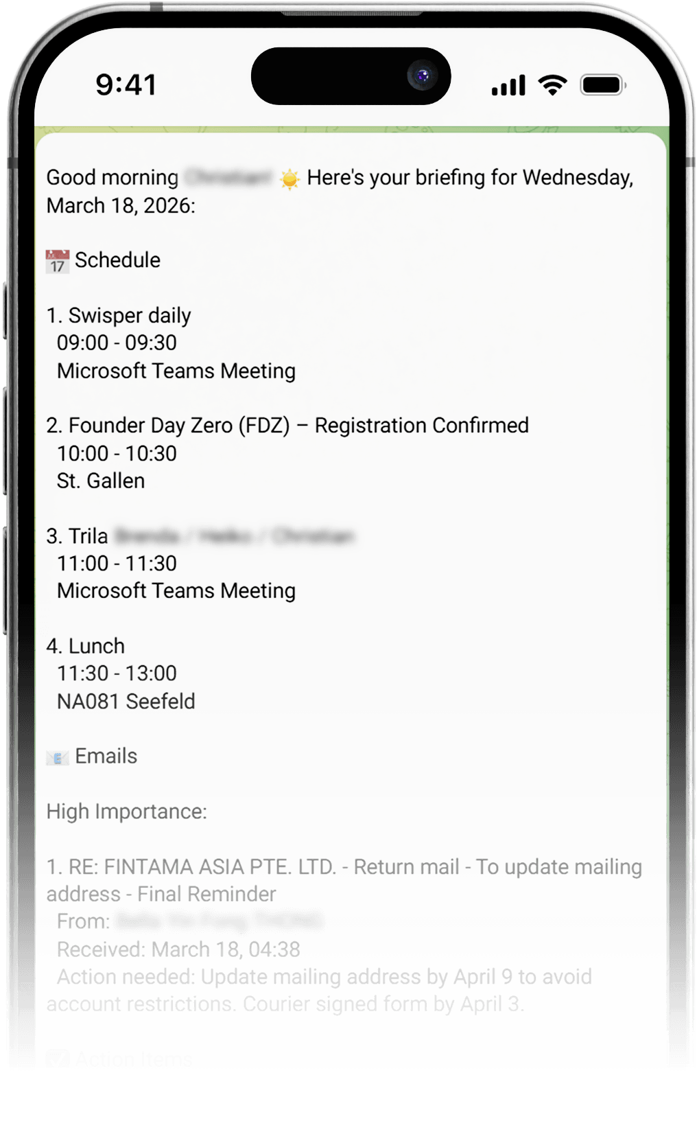Morning Briefing on iPhone